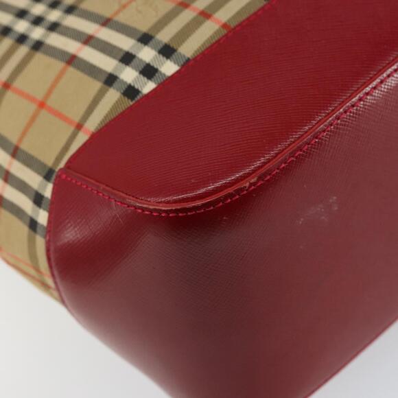 BURBERRY Nova Check Tote Bag Canvas Beige Gold Auth BA6606